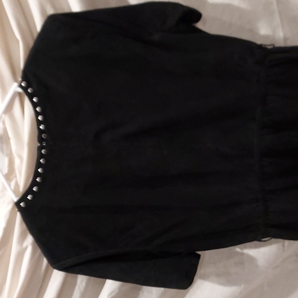 WOW! MIchael Kors Black Suede Knee Length Dress with SIlver Accent Bodice Large - Picture 5 of 10